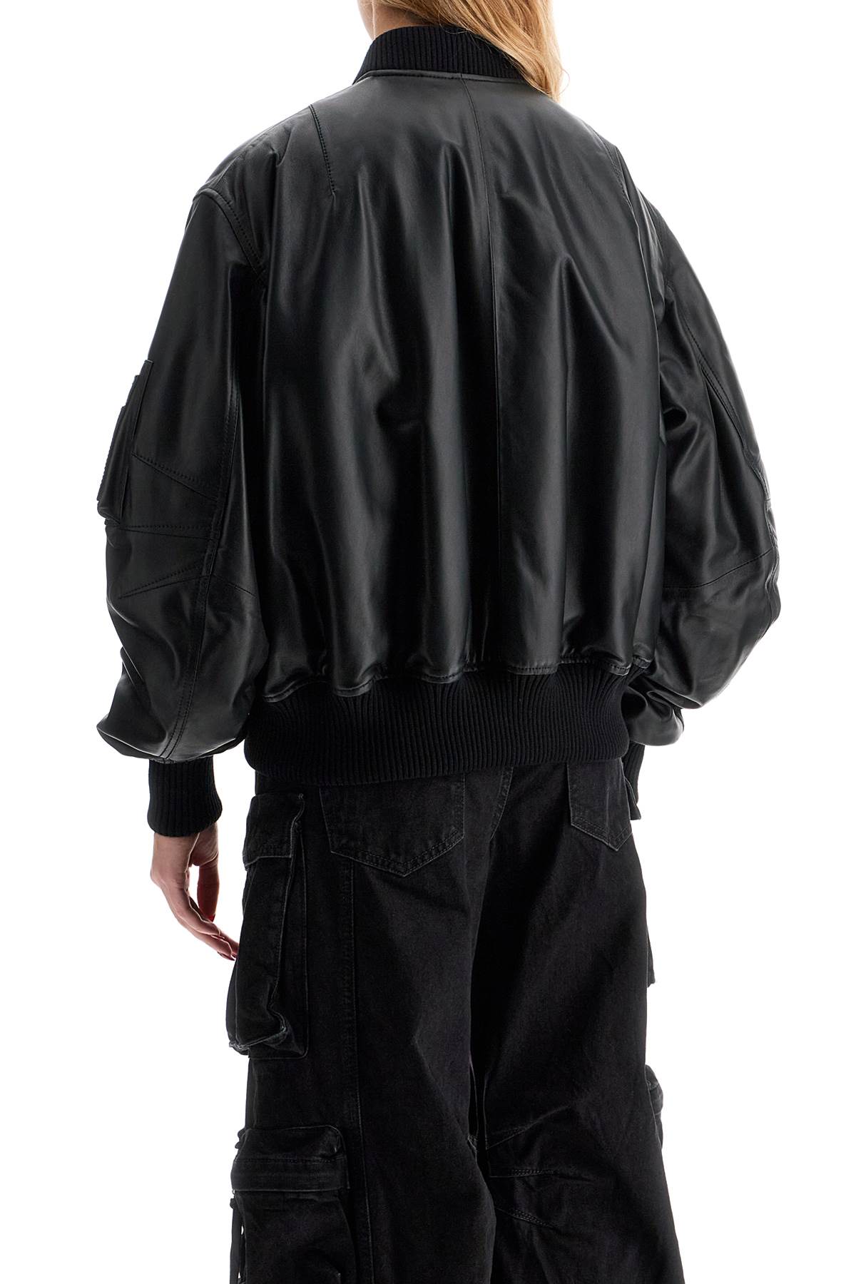 THE ATTICO Oversized Nappa Leather Bomber Jacket - Size IT 38