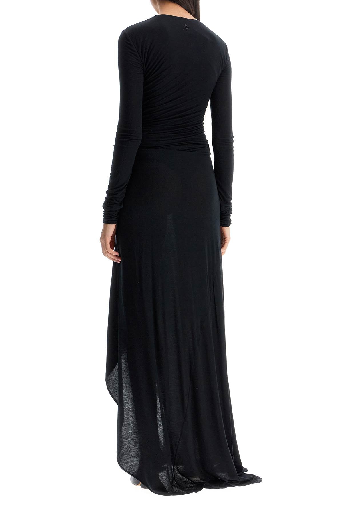 THE ATTICO Long Draped T-Shirt Maxi Dress with Pleats - Size IT 40