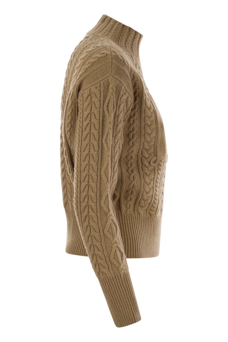 MAX MARA Mini Wool and Cashmere Sweater with Diamond Cable Knit Design