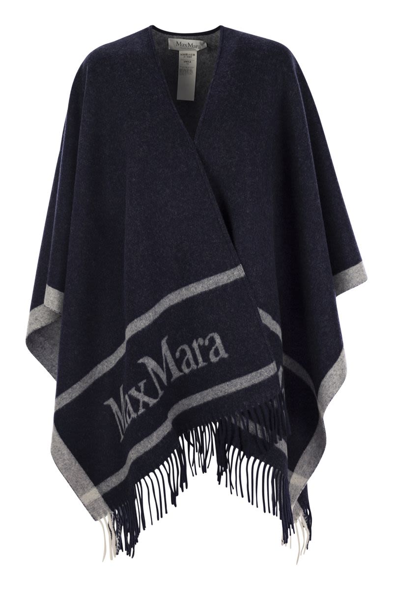 MAX MARA Wool Cape with Fringes - 162 x 131 cm