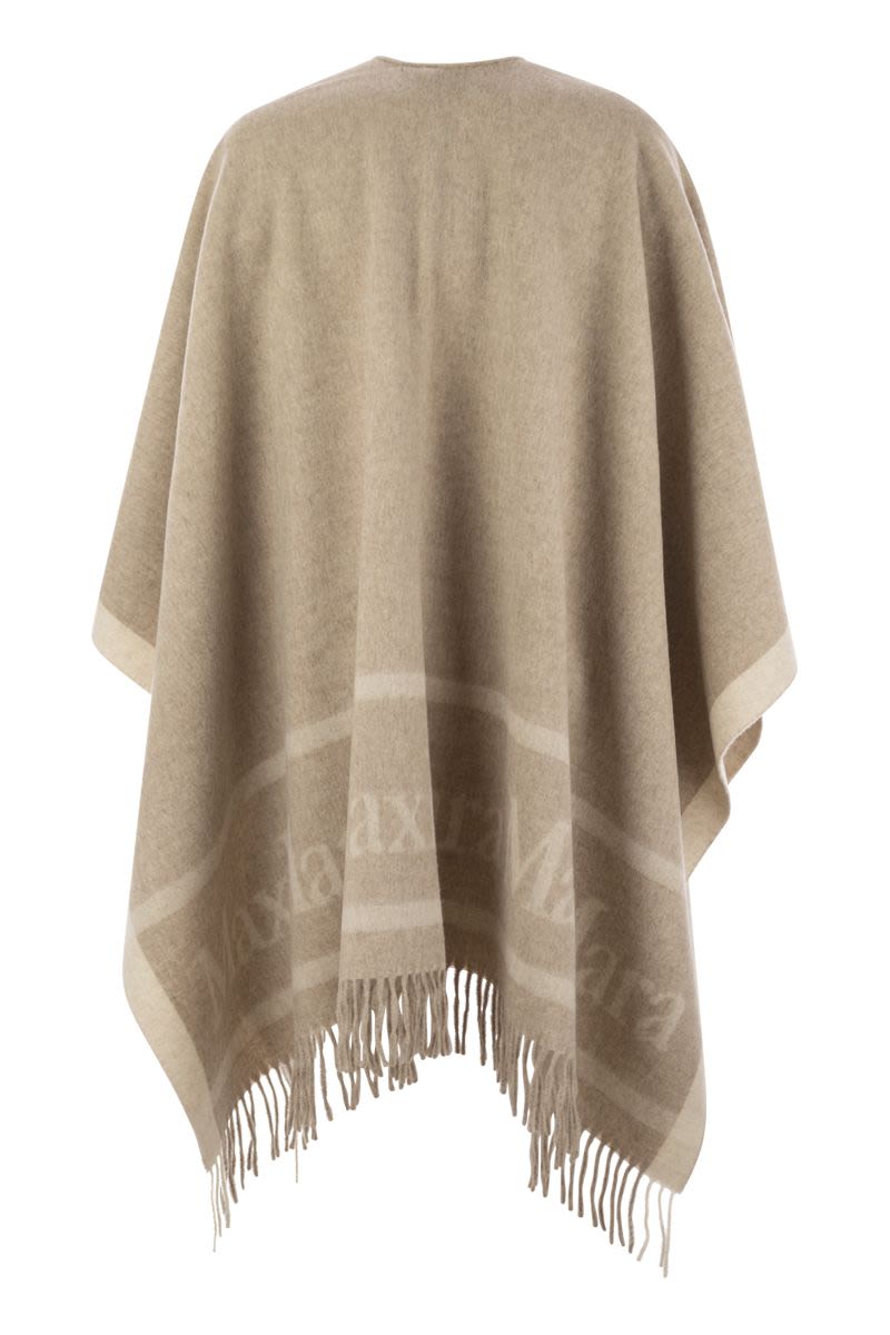 MAX MARA Wool Cape with Fringes - 162 x 131 cm