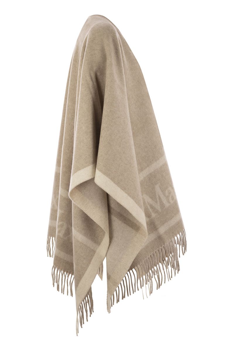 MAX MARA Wool Cape with Fringes - 162 x 131 cm