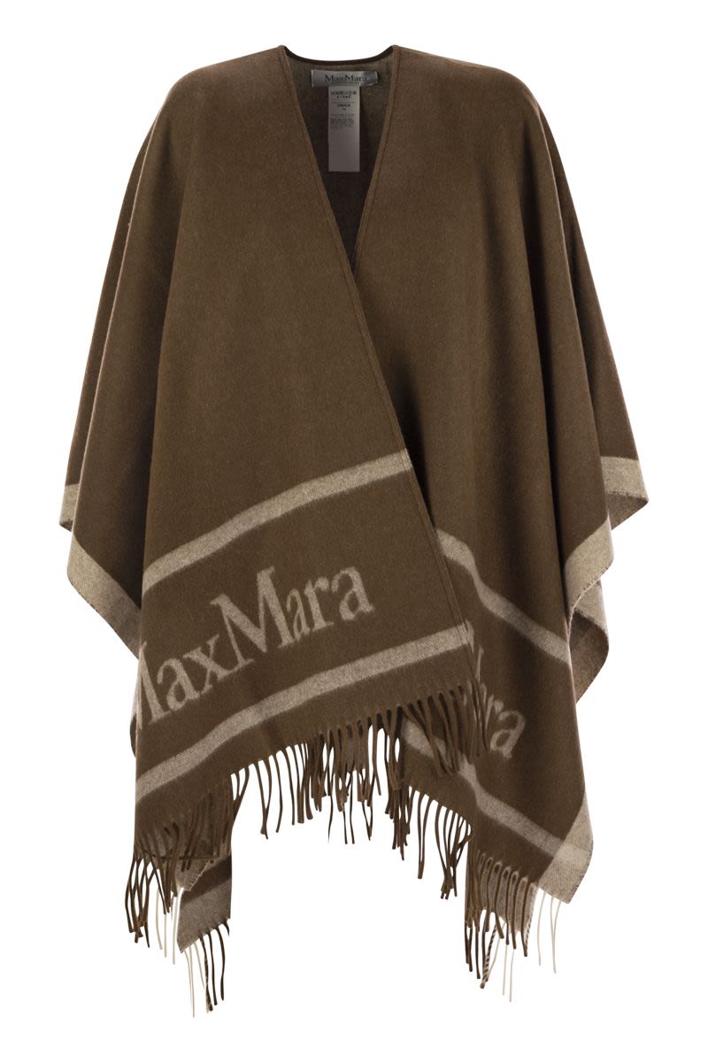 MAX MARA Wool Cape with Fringes - 162 x 131 cm