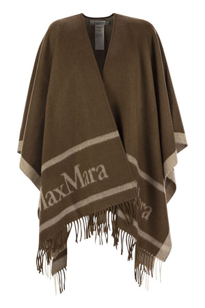 MAX MARA Wool Cape with Fringes - 162 x 131 cm