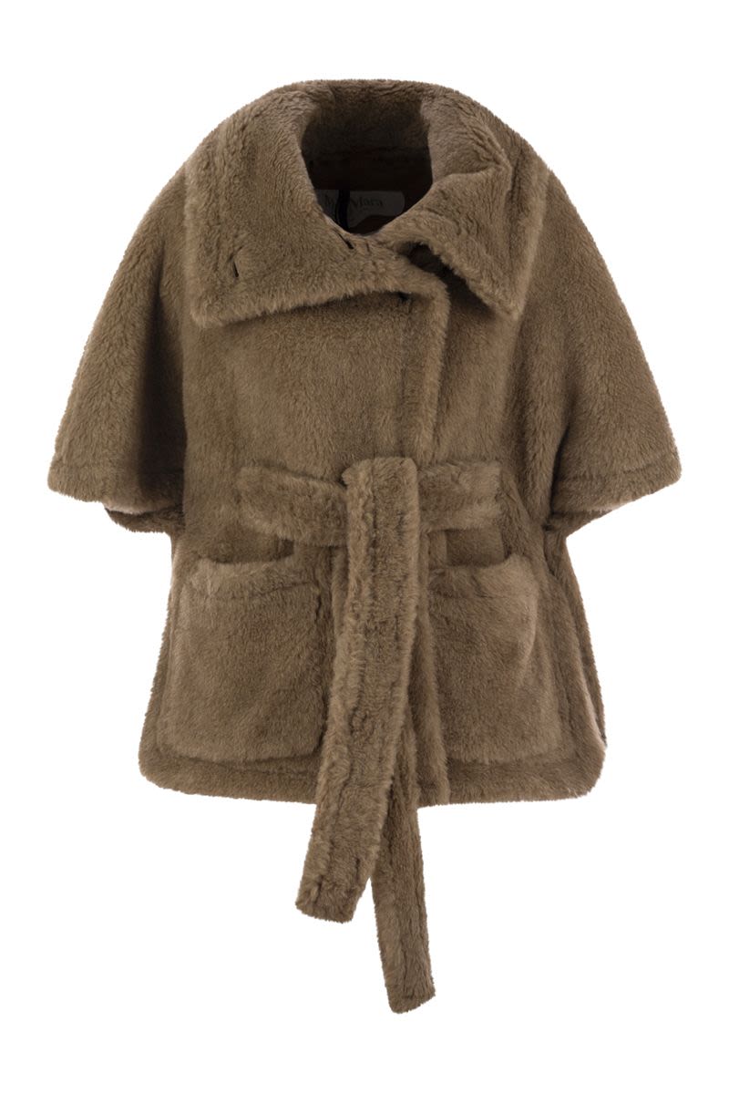 MAX MARA Mini Teddy Fabric Jacket with Waist Belt