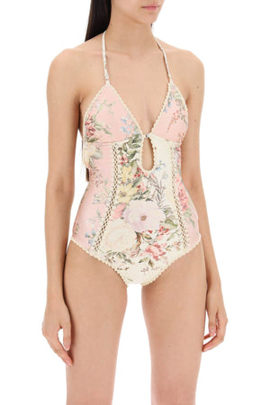 ZIMMERMANN Floral Elegance Halter One-Piece Swimsuit