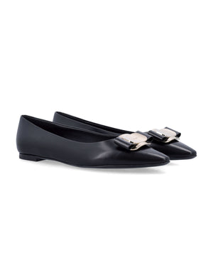 FERRAGAMO Elegant Mini Ballet Flats with Metal Accent