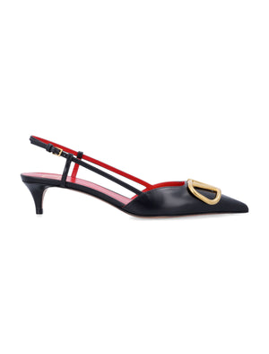 VALENTINO GARAVANI Pointed Toe Slimback Pump with Vintage-Effect Brass Detail