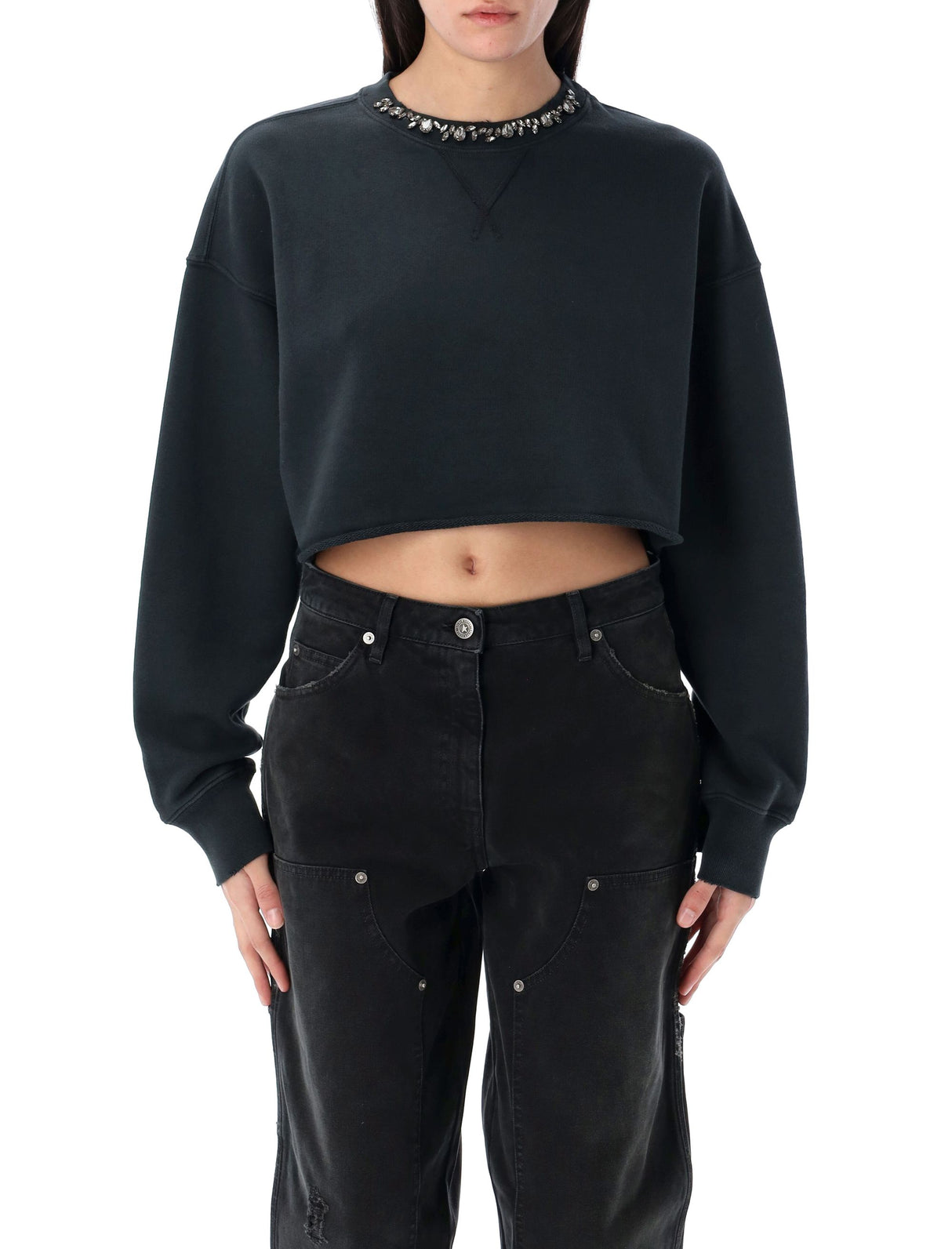 GOLDEN GOOSE Embellished Cropped Sweatshirt - Mini Fit