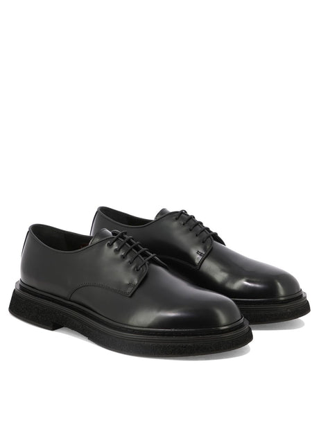 STURLINI Black Lace-Up Moccasins for Men