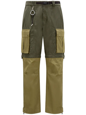 MONCLER PHARRELL WILLIAMS Military Green Cargo Pants with Multi-Pocket Design for Men