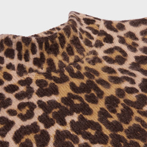 CELINE Leopard Print Cashmere Roll Neck Sweater