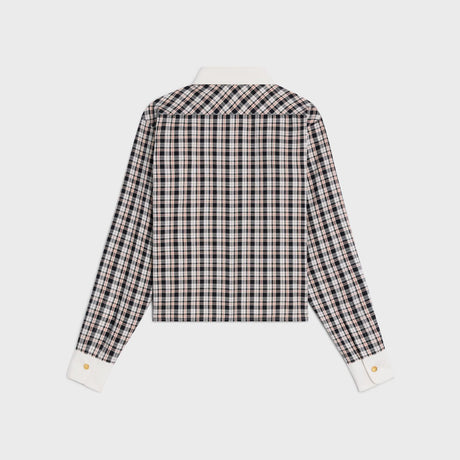 CELINE Silk Checkered Design Long Sleeve Shirt