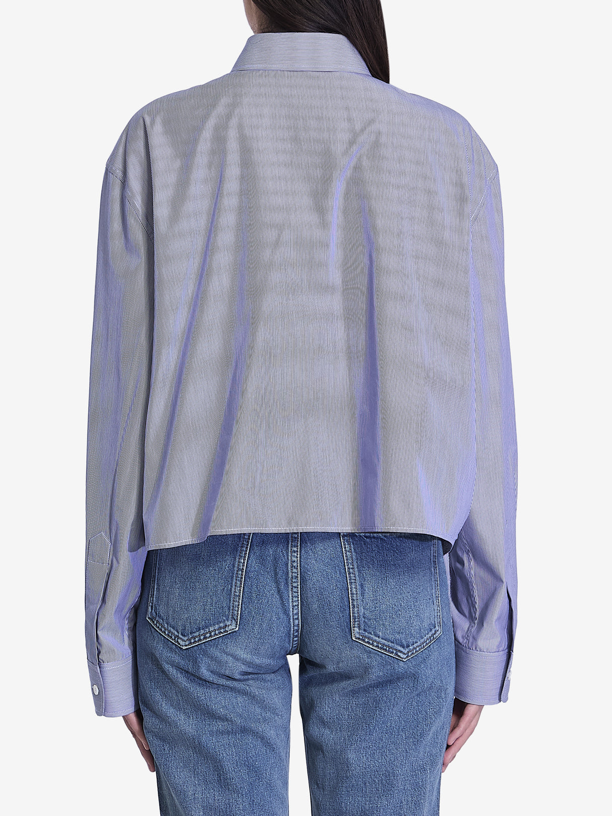 CELINE Silk and Cotton Striped Mini Shirt