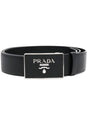 PRADA Saffiano Leather Belt with Logo Buckle