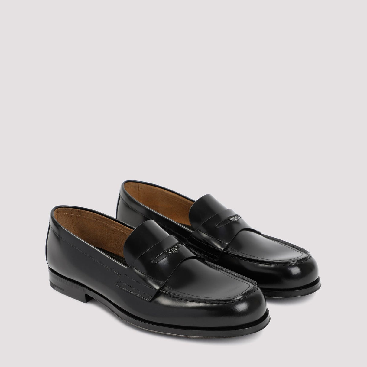 PRADA Black Leather Moccasins for Men - FW24 Collection