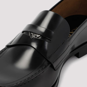 PRADA Black Leather Moccasins for Men - FW24 Collection