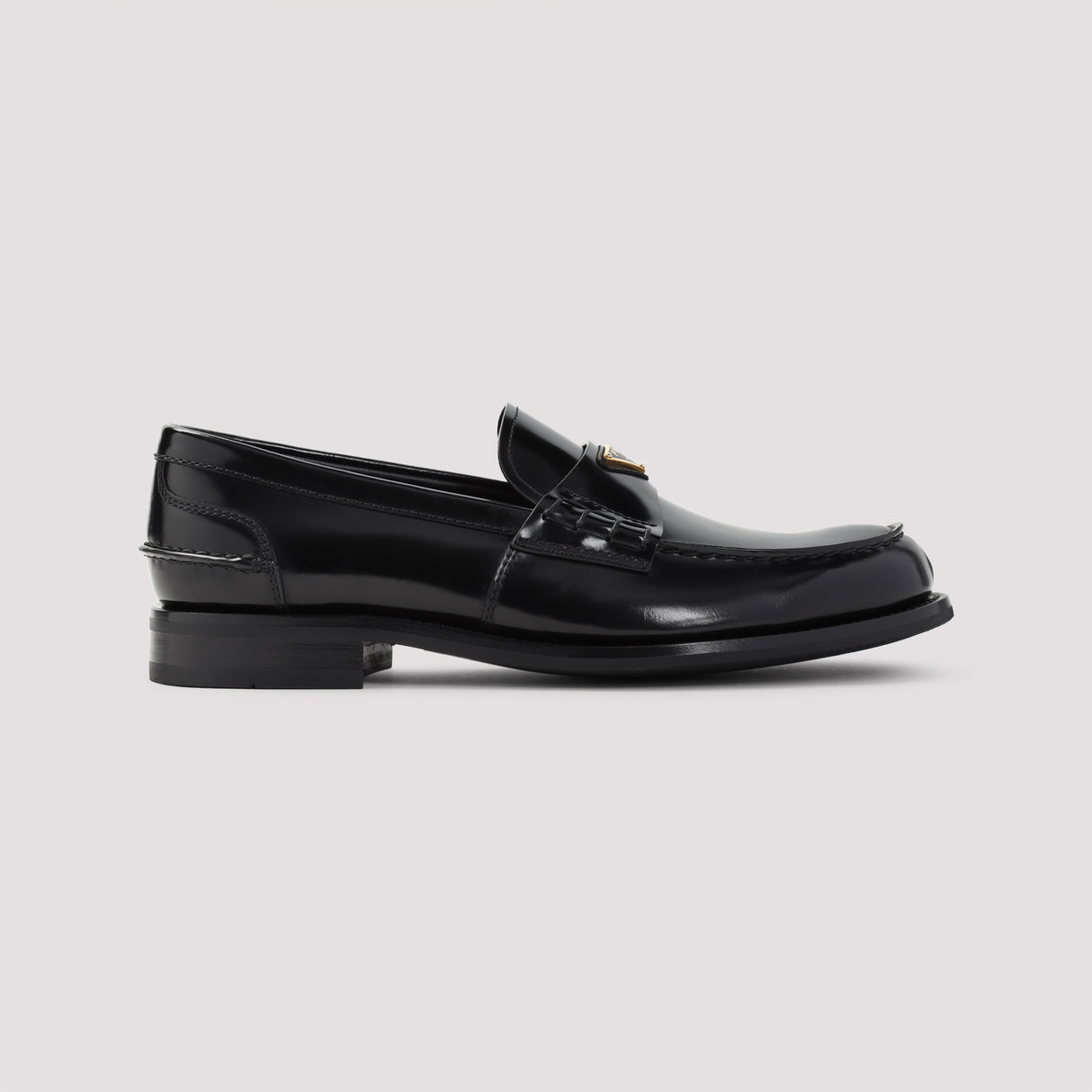 PRADA Stylish Men's Moccasin Loafers in Black Leather