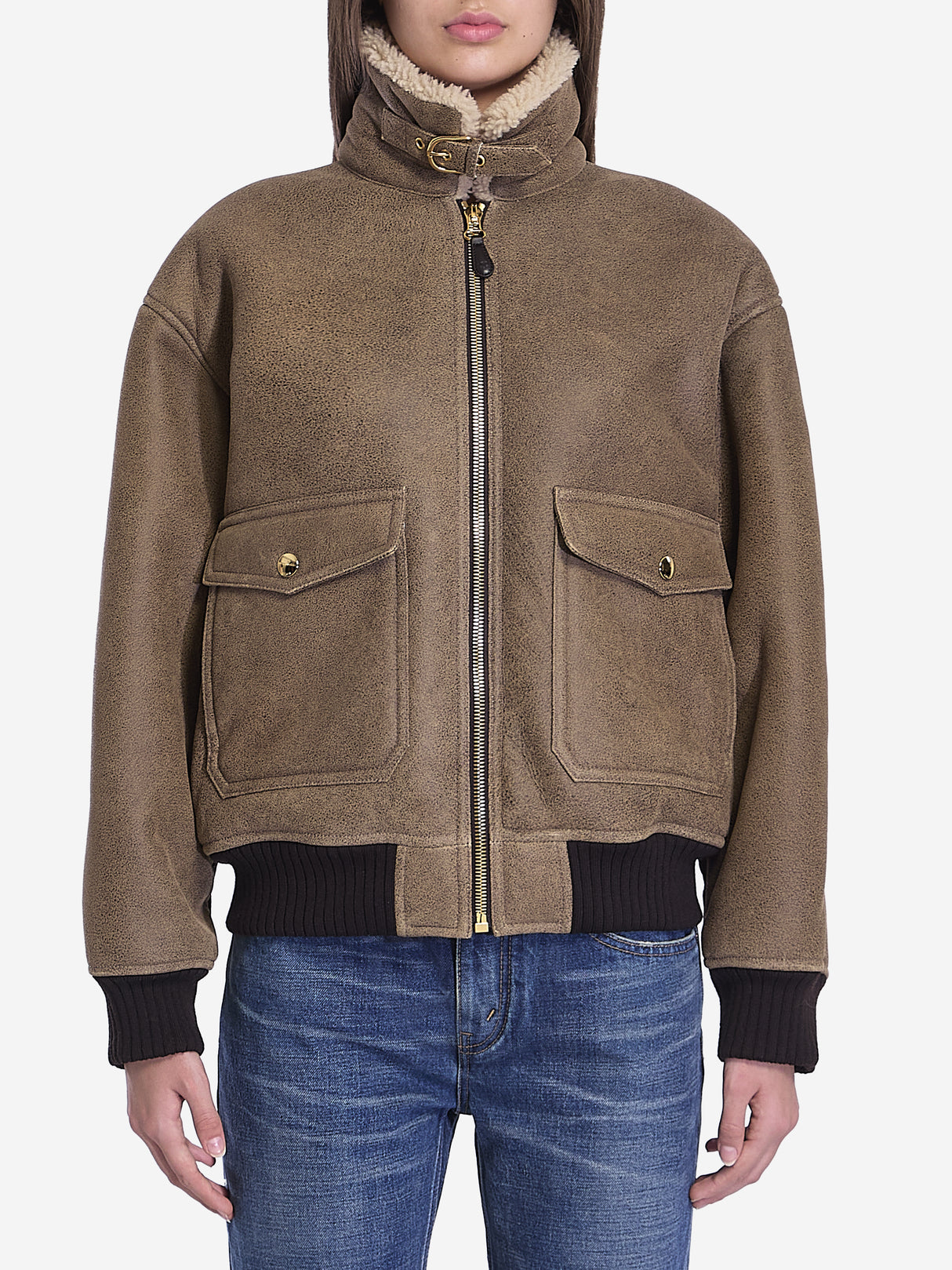 CELINE Aviator Jacket with Shearling Lining - Regular Fit