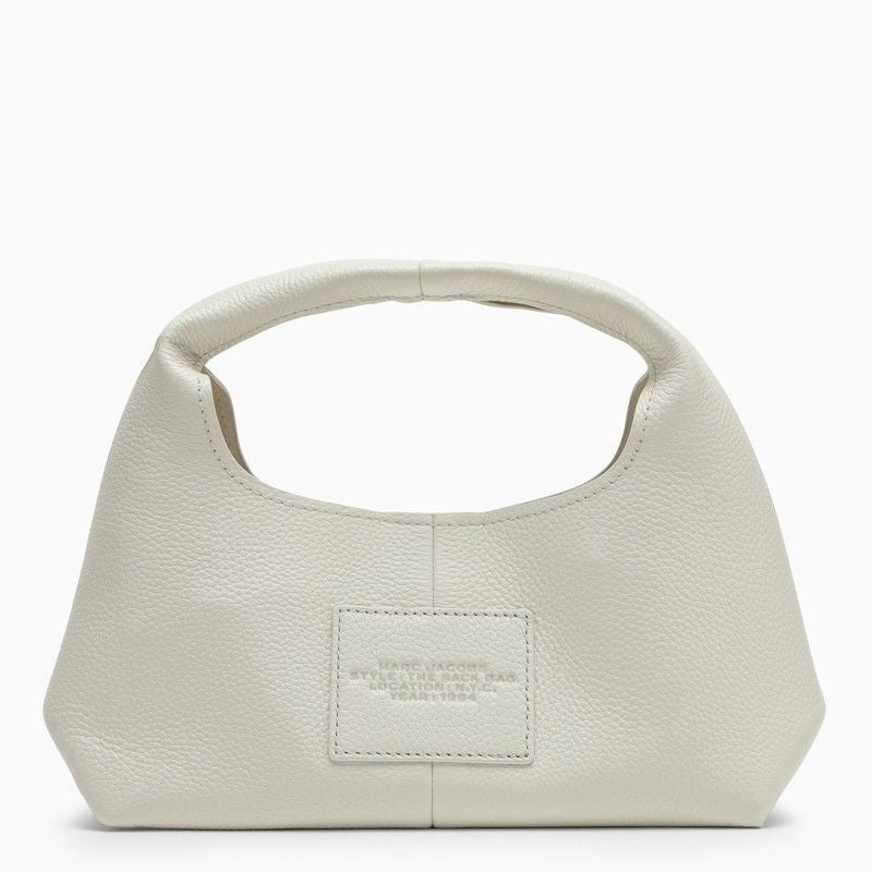 MARC JACOBS Chic White Leather Mini Handbag with Magnetic Closure and Zip Pouch