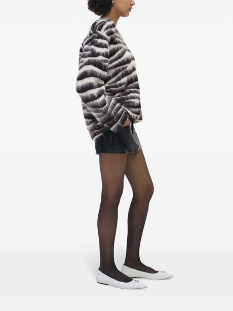 MARC JACOBS Zebra Print Wool Sweater - Women's V-Neck, FW24 Collection