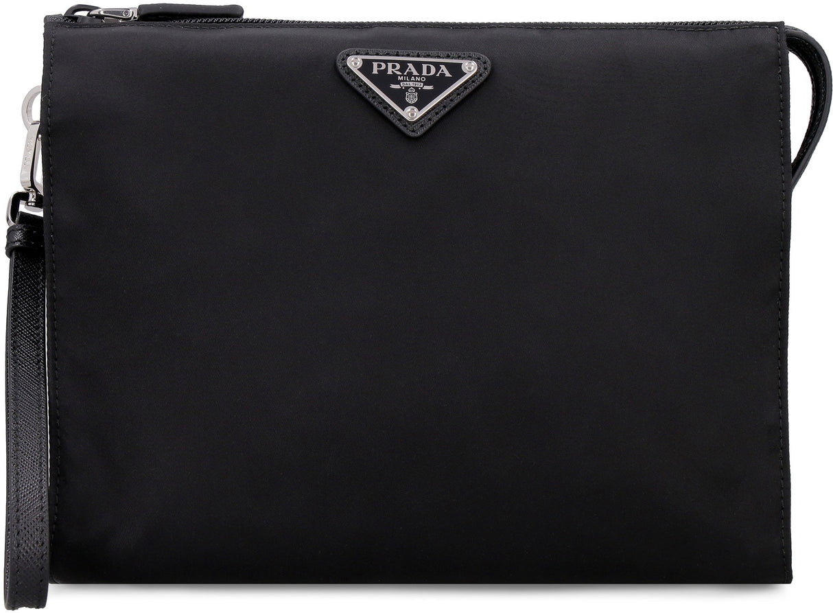 PRADA Compact Polyamide Pouch Handbag 22x18x6cm