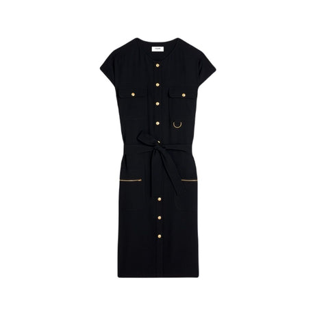 CELINE Belted Shirtdress with Pocket Details