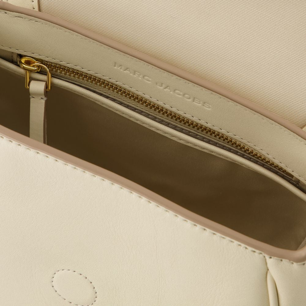 MARC JACOBS Mini White Leather Crossbody Saddle Bag with Logo Strap