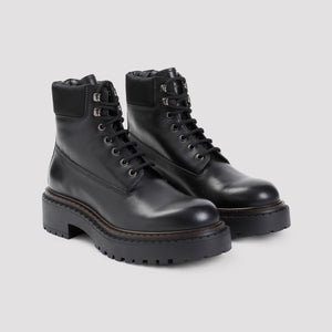 PRADA Men's Leather Boots with 4.5cm Heel Height