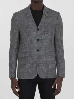 CELINE Men's Wool Jacket with Prince of Wales Motif