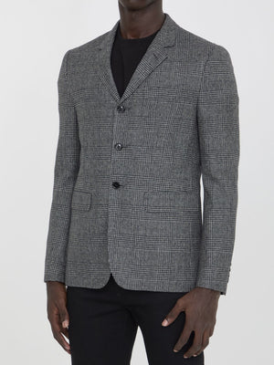 CELINE Men's Wool Jacket with Prince of Wales Motif