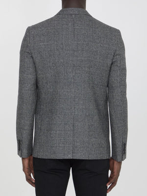 CELINE Men's Wool Jacket with Prince of Wales Motif