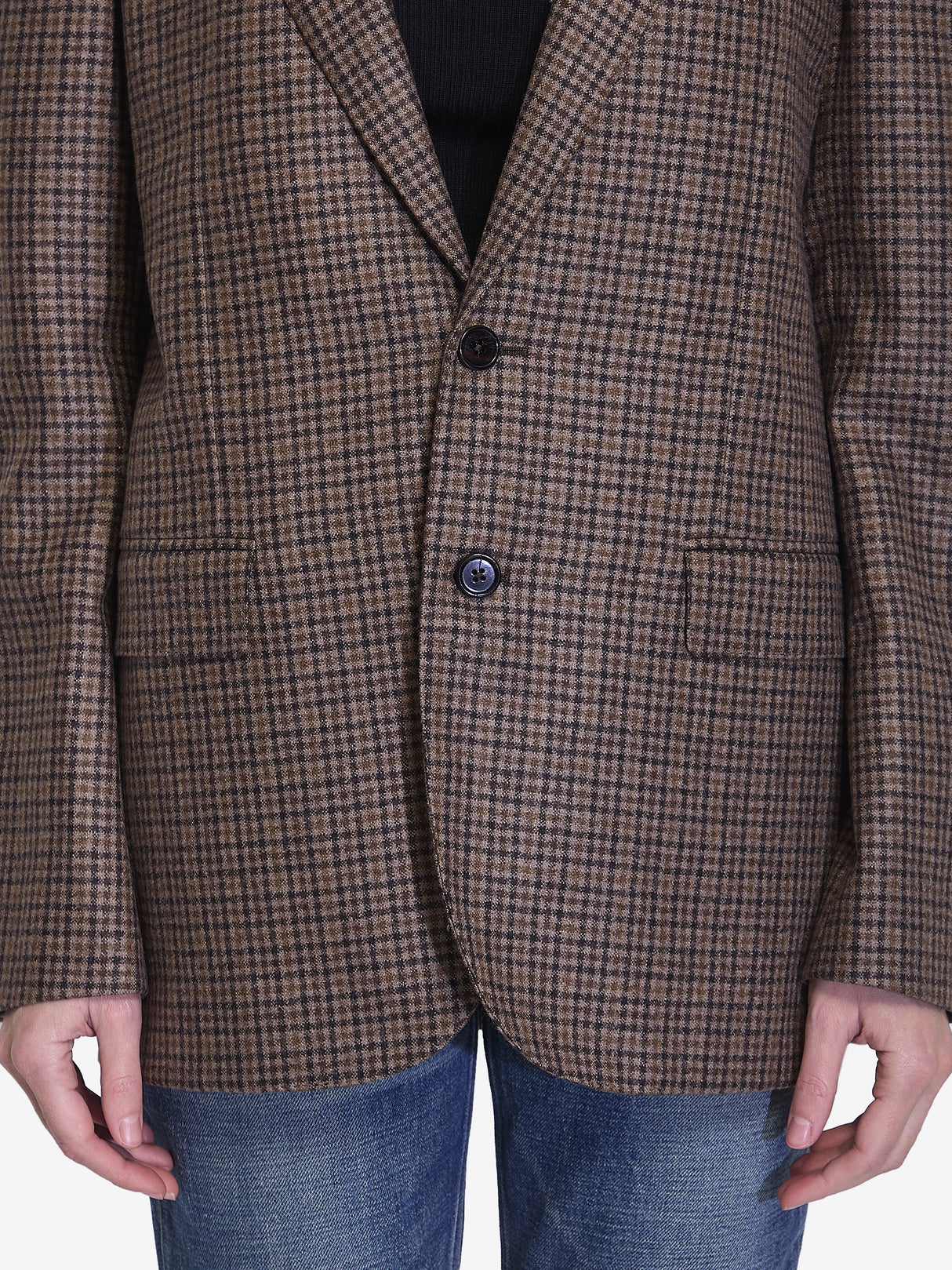 CELINE Classic Cashmere Jacket with All-Over Checkered Motif - Size FR