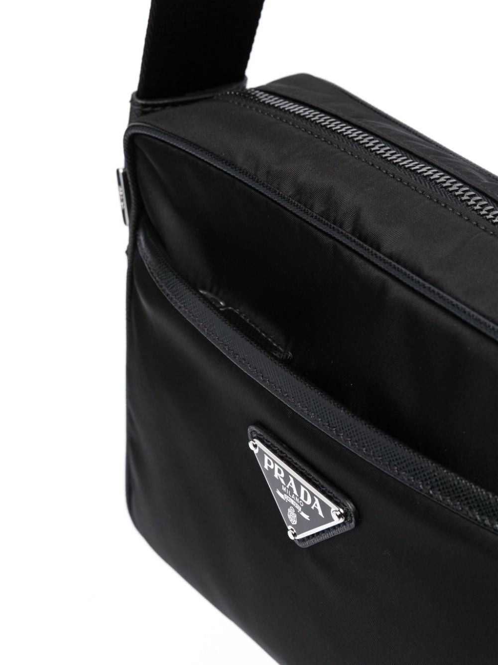 PRADA Men's Black Recycled Polyamide Shoulder Bag for SS24