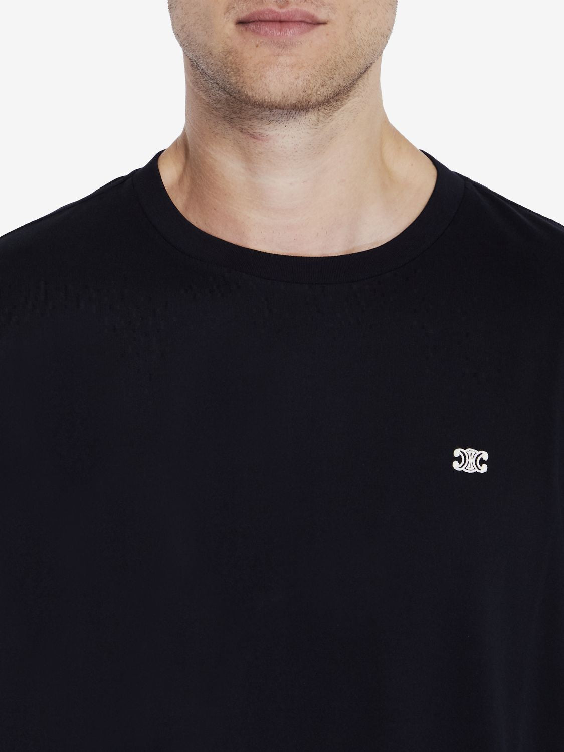 CELINE Triomphe Emblem Black Cotton T-shirt