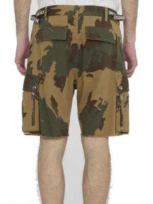 CELINE Men's Camouflage Cargo Bermuda Shorts in Green