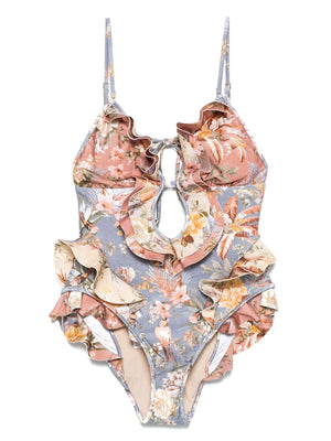 ZIMMERMANN Plunging V-Neck Tied Back One-Piece Swimsuit