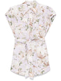 ZIMMERMANN Floral Print Linen Playsuit with Belted Waist and Short Sleeves