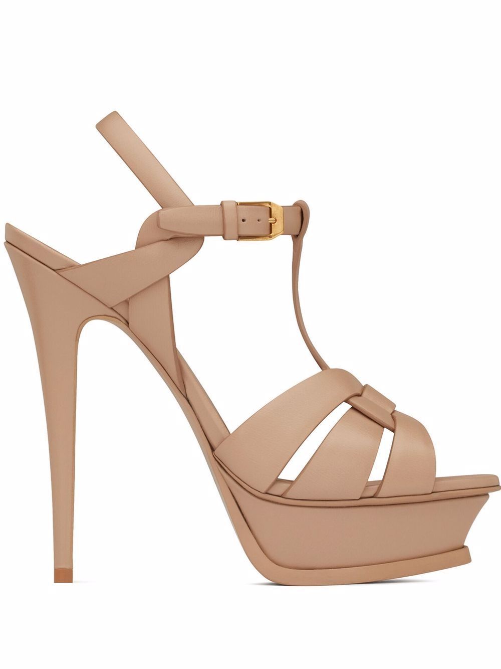 SAINT LAURENT Beige Tribute Platform Sandals for Women - SS23