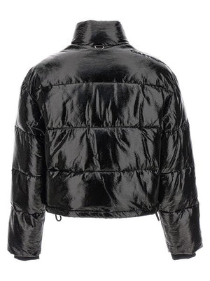 COURREGÈS Chic Black Vinyl Jacket with White Logo