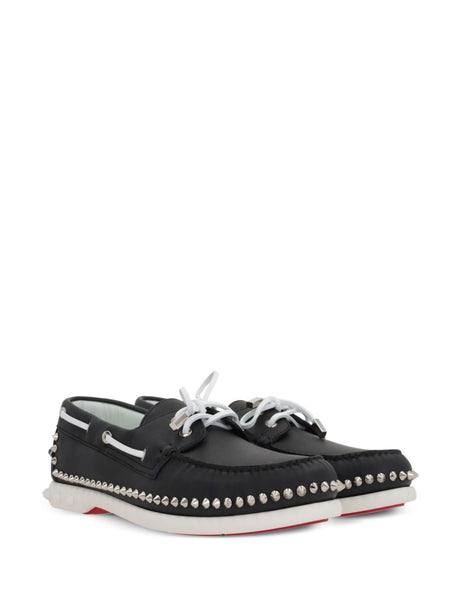 CHRISTIAN LOUBOUTIN Sleek Studded Leather Boat Shoes