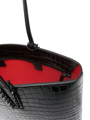 CHRISTIAN LOUBOUTIN Elegant Crocodile Effect Cabata Tote Handbag