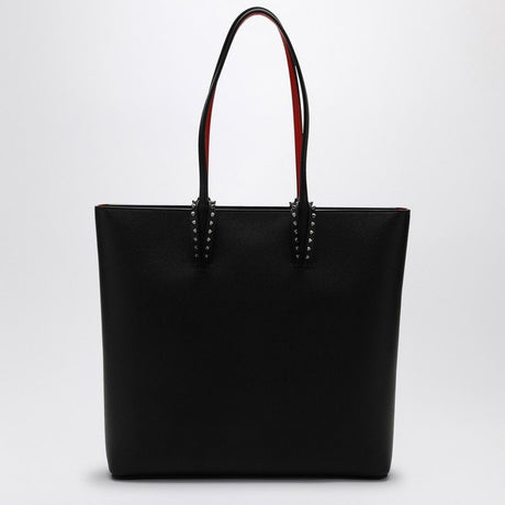 CHRISTIAN LOUBOUTIN Elegant Black Leather Tote with Red Accents