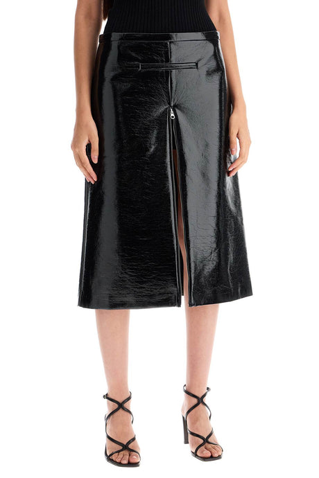 COURREGÈS Chic Vinyl Midi Skirt with Front Slit