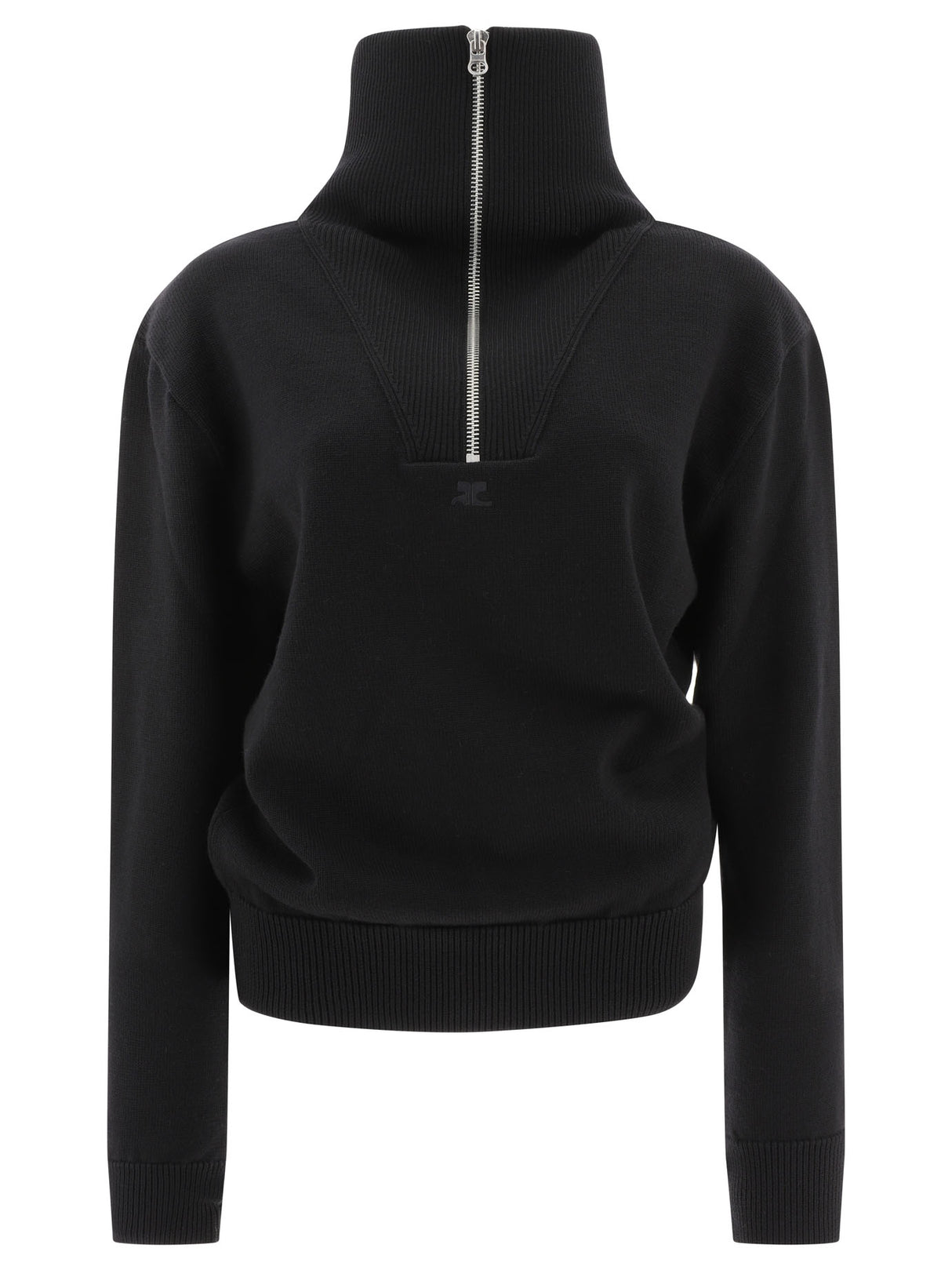 COURREGÈS Elegant Long Sleeve Trucker Half-Zip Sweater