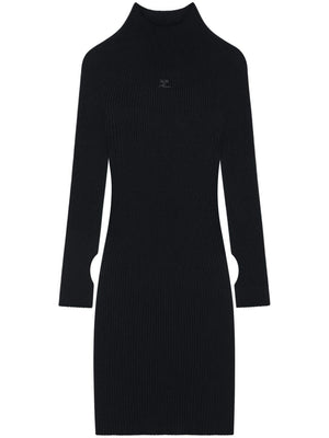 COURREGÈS Eco-chic Organic Cotton Mini Dress with Mockneck