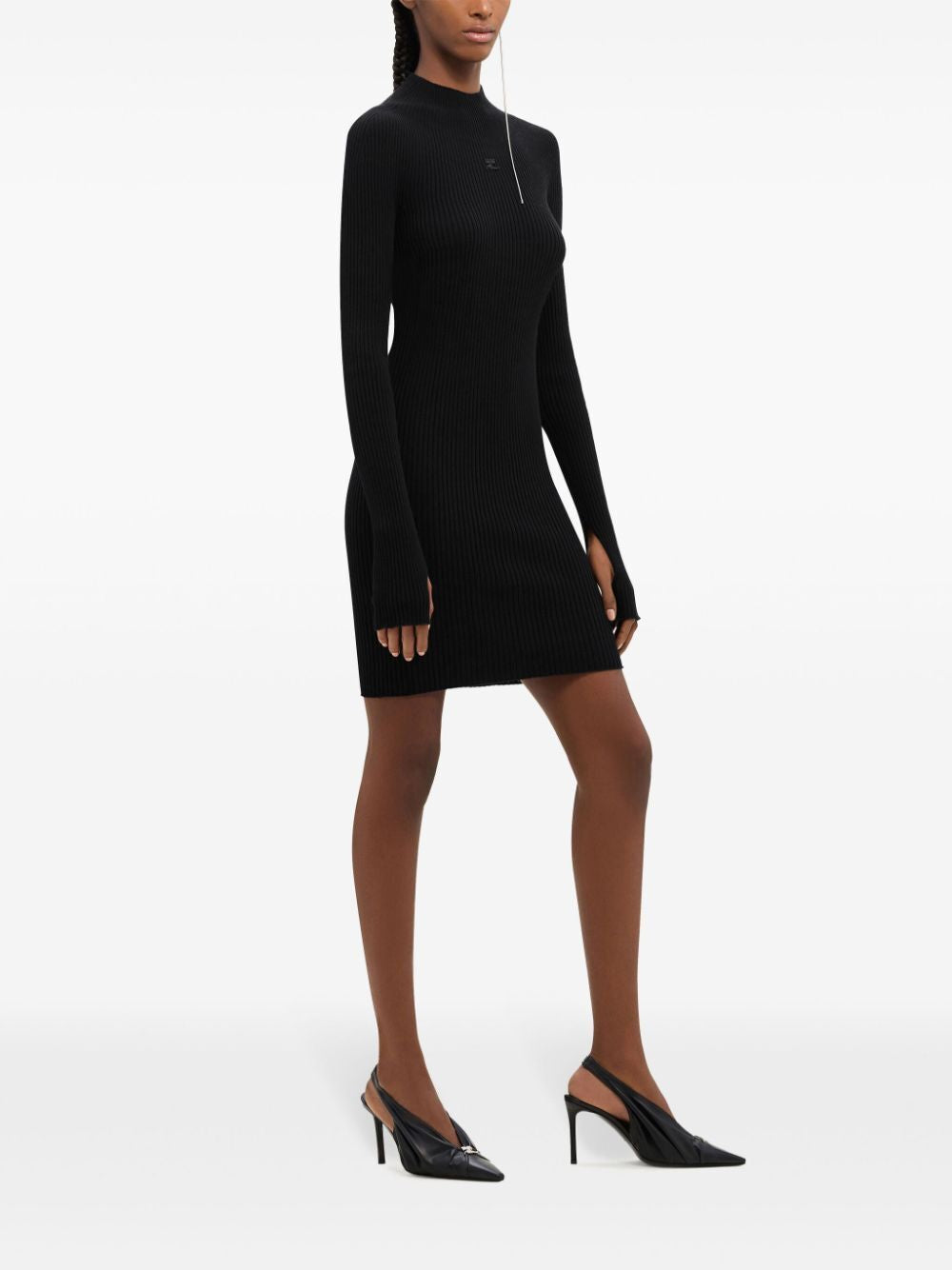 COURREGÈS Eco-chic Organic Cotton Mini Dress with Mockneck