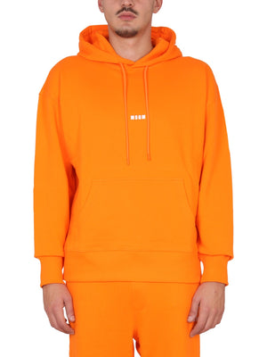 MSGM Men's Drawstring Hoodie with Ribbed Detailing