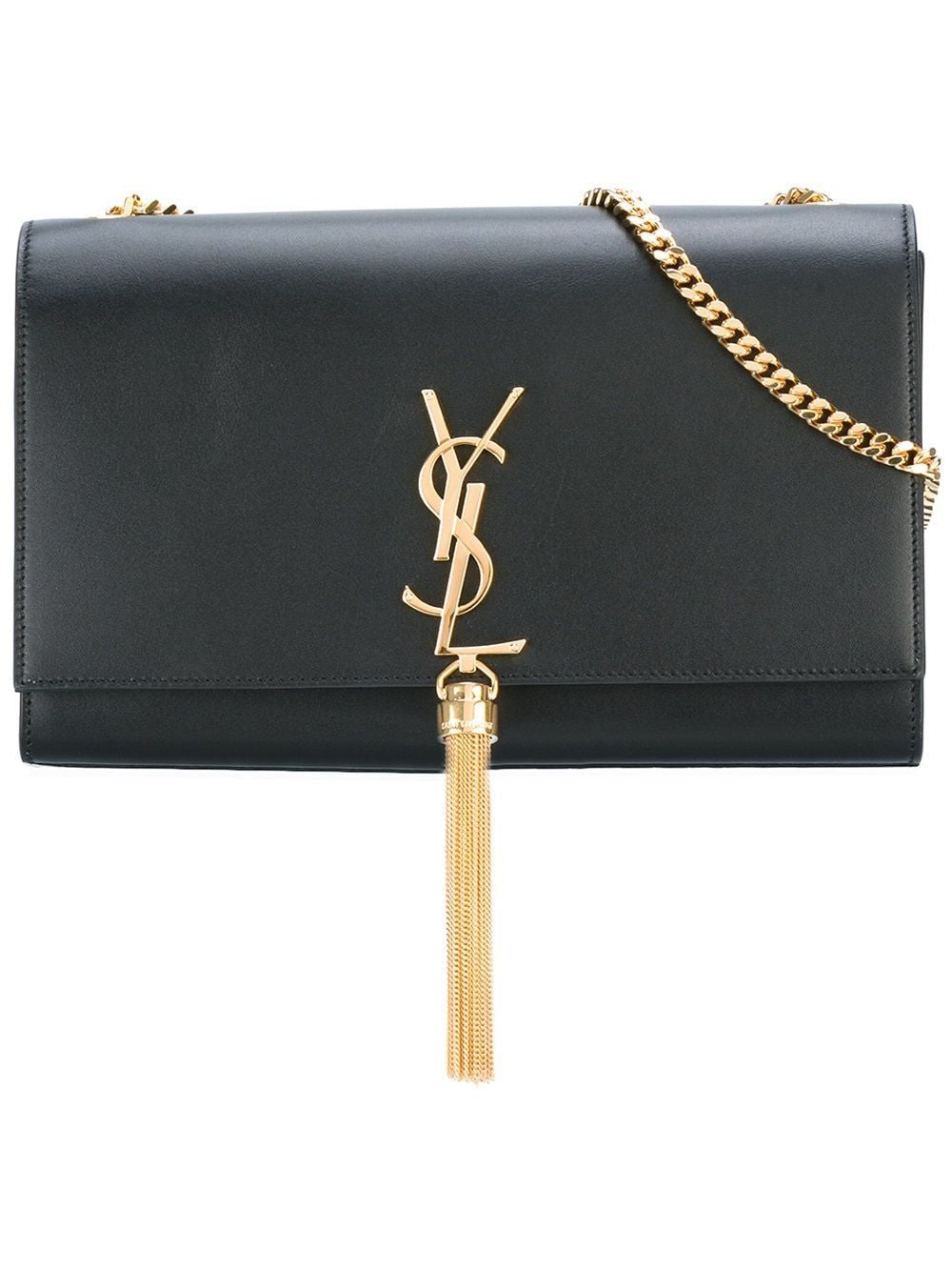 SAINT LAURENT Elegant Black Leather Kate Shoulder Handbag