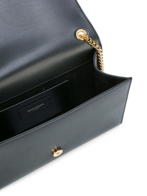 SAINT LAURENT Elegant Black Leather Kate Shoulder Handbag